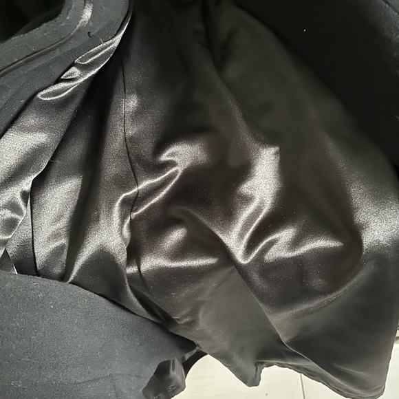 Classic Black Women's Wool Blend Trench Coat - Picture 4 of 5